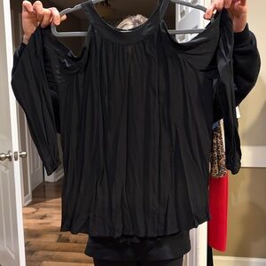 Express Black Cold-Shoulder Bodysuit